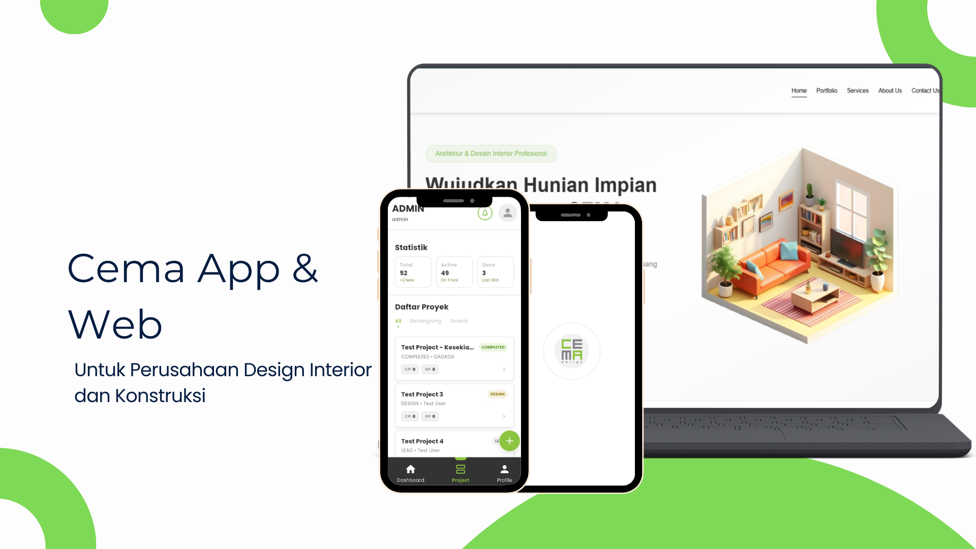 Cema App & Web - Project management interface for construction and interior design client interaction