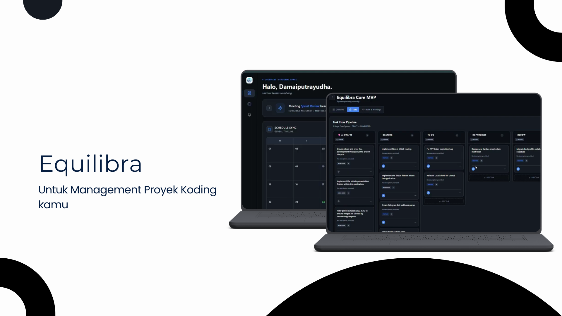 Equilibra - Website dashboard for tracking IT project progress with an AI-based meeting analysis system